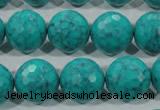 CTU1687 15.5 inches 16mm faceted round synthetic turquoise beads