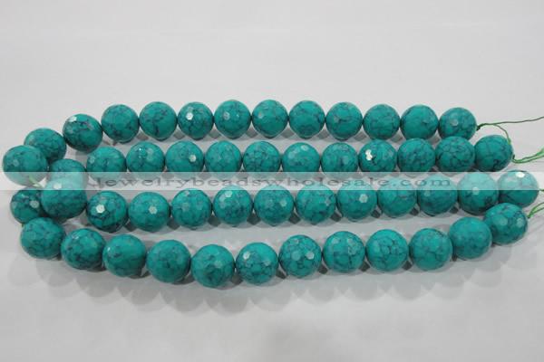 CTU1687 15.5 inches 16mm faceted round synthetic turquoise beads