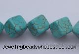 CTU18 15.5 inches 10*10mm cublc blue turquoise strand beads Wholesale