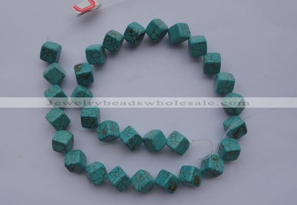 CTU18 15.5 inches 10*10mm cublc blue turquoise strand beads Wholesale