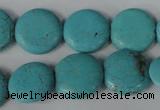 CTU1884 15.5 inches 16mm flat round imitation turquoise beads