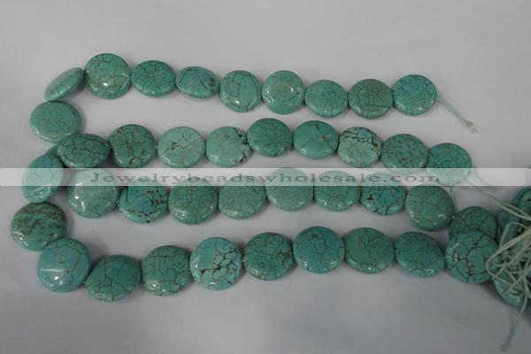 CTU1886 15.5 inches 20mm flat round imitation turquoise beads