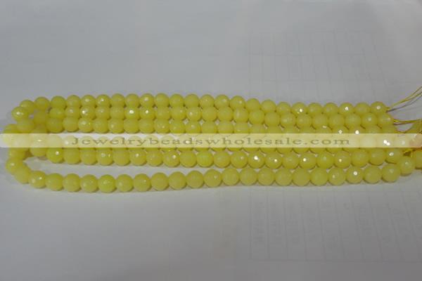 CTU2523 15.5 inches 4mm faceted round synthetic turquoise beads