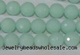 CTU2574 15.5 inches 10mm faceted round synthetic turquoise beads