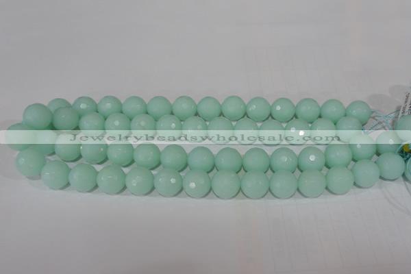 CTU2576 15.5 inches 14mm faceted round synthetic turquoise beads