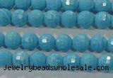 CTU2590 15.5 inches 4mm faceted round synthetic turquoise beads