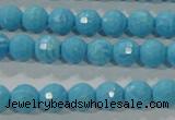 CTU2591 15.5 inches 6mm faceted round synthetic turquoise beads