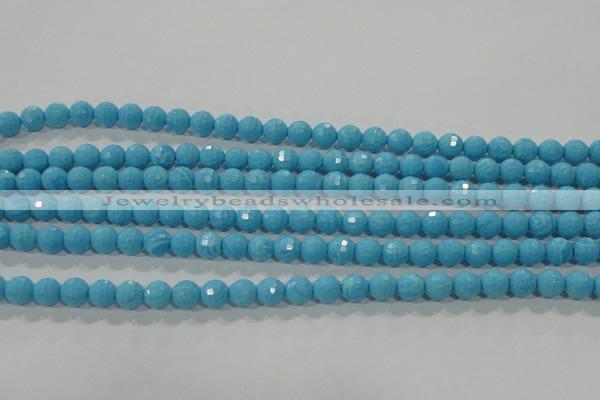 CTU2591 15.5 inches 6mm faceted round synthetic turquoise beads