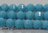 CTU2592 15.5 inches 8mm faceted round synthetic turquoise beads