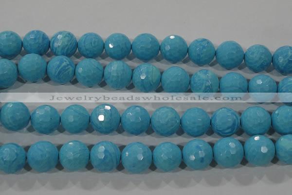 CTU2596 15.5 inches 16mm faceted round synthetic turquoise beads