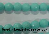 CTU2780 15.5 inches 4mm faceted round synthetic turquoise beads