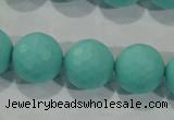 CTU2784 15.5 inches 12mm faceted round synthetic turquoise beads