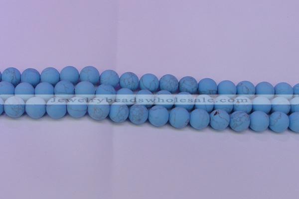 CTU2850 15.5 inches 4mm round matte turquoise beads