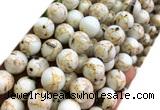 CTU3104 15 inches 12mm round gold vein howlite turquoise beads