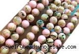 CTU3107 15 inches 4mm round gold vein howlite turquoise beads