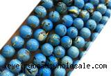 CTU3148 15 inches 8mm round gold vein howlite turquoise beads