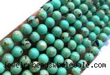 CTU3160 15 inches 4mm round gold vein howlite turquoise beads