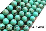 CTU3164 15 inches 12mm round gold vein howlite turquoise beads