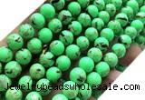 CTU3169 15 inches 8mm round gold vein howlite turquoise beads