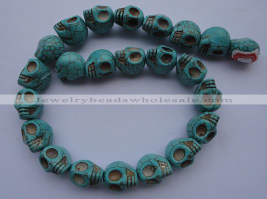 CTU32 15.5 inches 14*17*18mm skull shape blue turquoise beads