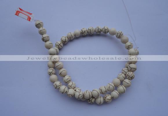 CTU34 15.5 inches 8mm round white turquoise strand beads Wholesale