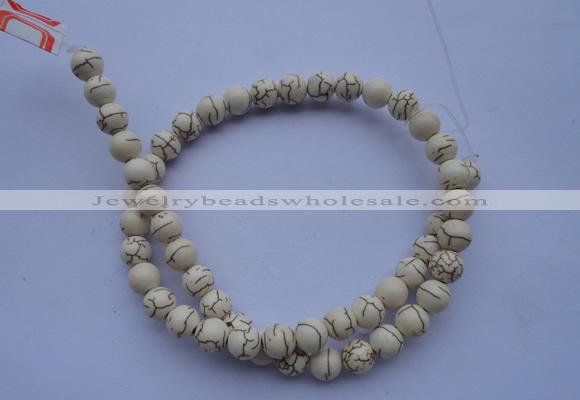 CTU35 15.5 inches 10mm round white turquoise strand beads Wholesale