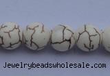 CTU36 15.5 inches 14mm round white turquoise strand beads Wholesale