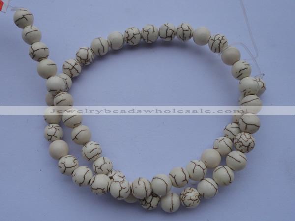 CTU36 15.5 inches 14mm round white turquoise strand beads Wholesale