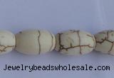 CTU38 15.5 inches 10*16mm rice shape white turquoise beads Wholesale