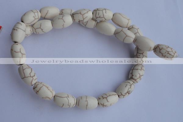 CTU38 15.5 inches 10*16mm rice shape white turquoise beads Wholesale