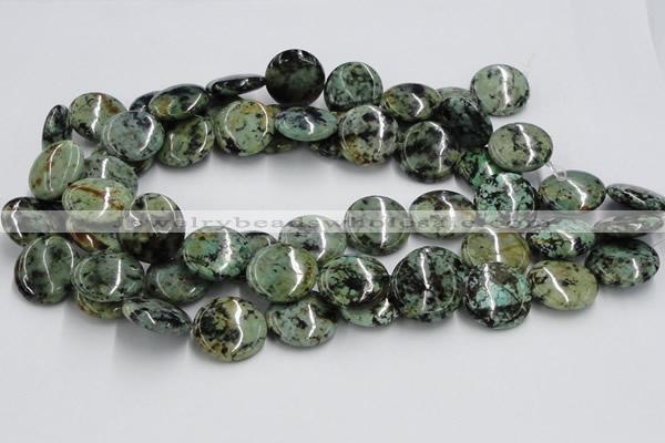 CTU418 15.5 inches 22mm flat round African turquoise beads wholesale