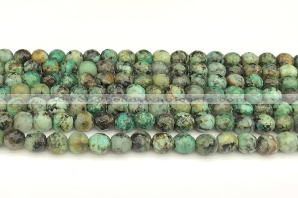 CTU525 15 inches 6mm faceted round African turquoise beads