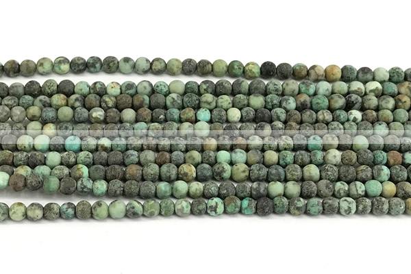 CTU530 15 inches 4mm round matte african turquoise beads