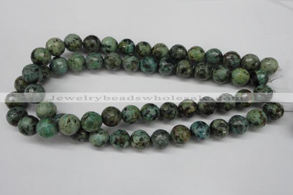 CTU555 15.5 inches 14mm faceted round African turquoise beads