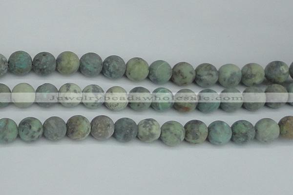 CTU566 15.5 inches 12mm round matte african turquoise beads