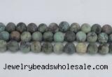 CTU567 15.5 inches 14mm round matte african turquoise beads