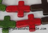 CTU733 15.5 inches 22*30mm cross dyed turquoise beads wholesale