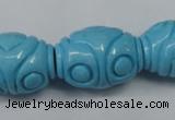 CTU886 15.5 inches 20*26mm carved rice dyed turquoise beads