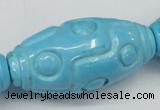 CTU887 15.5 inches 25*50mm carved rice dyed turquoise beads