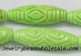 CTU892 15.5 inches 15*45mm carved rice dyed turquoise beads