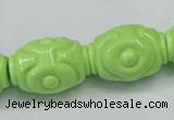 CTU893 15.5 inches 18*25mm carved rice dyed turquoise beads