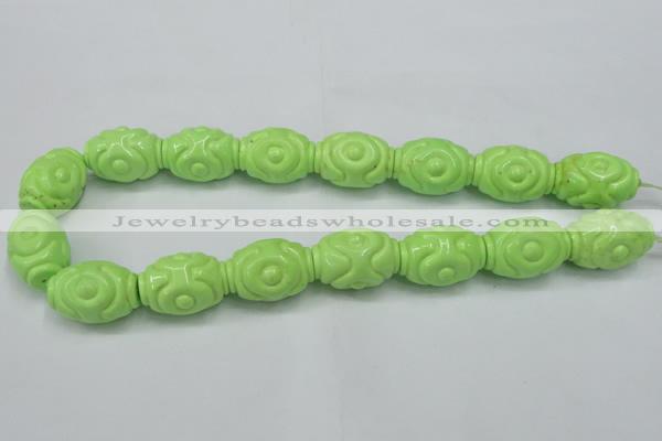 CTU893 15.5 inches 18*25mm carved rice dyed turquoise beads