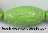 CTU894 15.5 inches 25*50mm carved rice dyed turquoise beads