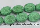 CTU896 15.5 inches 12*15mm carved oval dyed turquoise beads