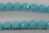 CTU913 15.5 inches 10mm faceted round synthetic turquoise beads