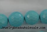 CTU915 15.5 inches 14mm faceted round synthetic turquoise beads