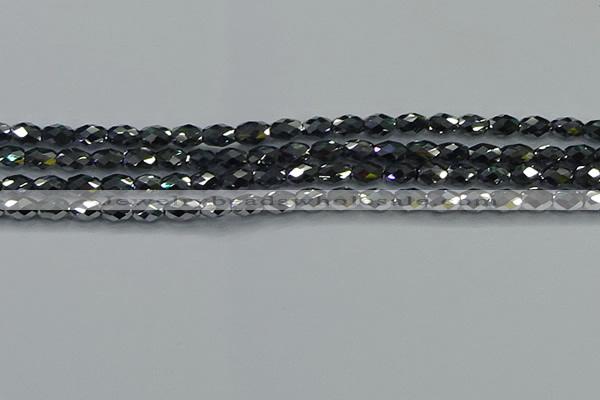 CTZ646 15.5 inches 5*8mm faceted rice terahertz beads wholesale