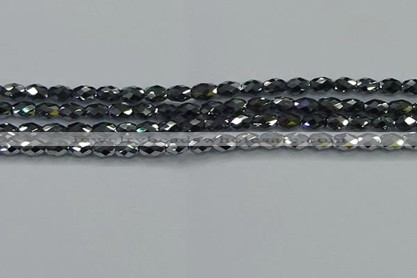 CTZ647 15.5 inches 6*9mm faceted rice terahertz beads wholesale