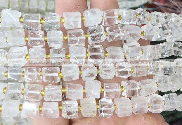 CUBS36 15 inches 7 - 8mm cube white crystal gemstone beads wholesale