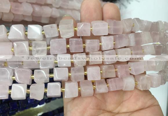 CUBS38 15 inches 6 - 7mm cube rose quartz gemstone beads wholesale